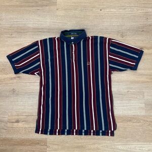 Vintage 90s Striped Tommy Hilfiger Crest Polo Shirt Size XL Blue Burgundy White